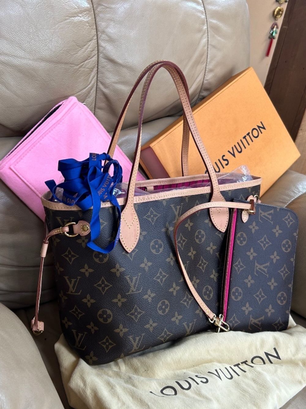 PRISTINE RARE💗 LV Neverfull Set PM PIVIONE💗